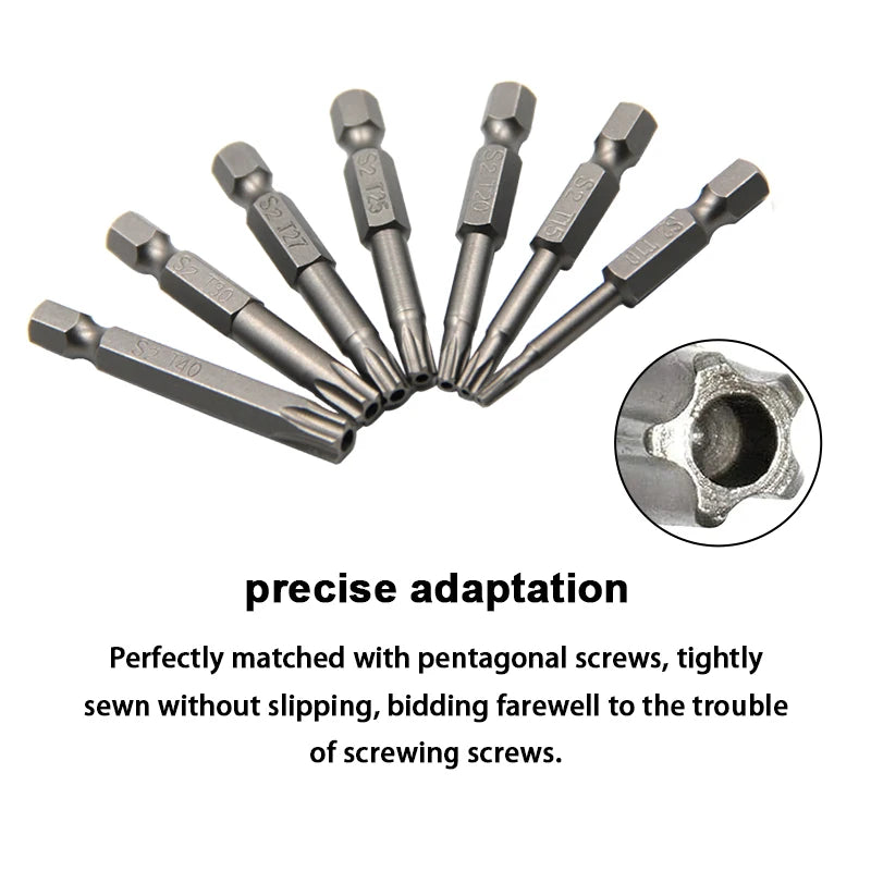 7PC S2 Hexagonal Handle Magnetic Screwdriver Bit Set Hollow 