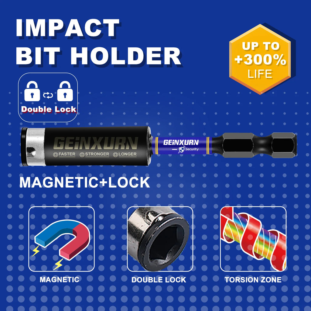 GEINXURN 1 In./2In Metric Hex Head Impact Tough Magnetic Bit