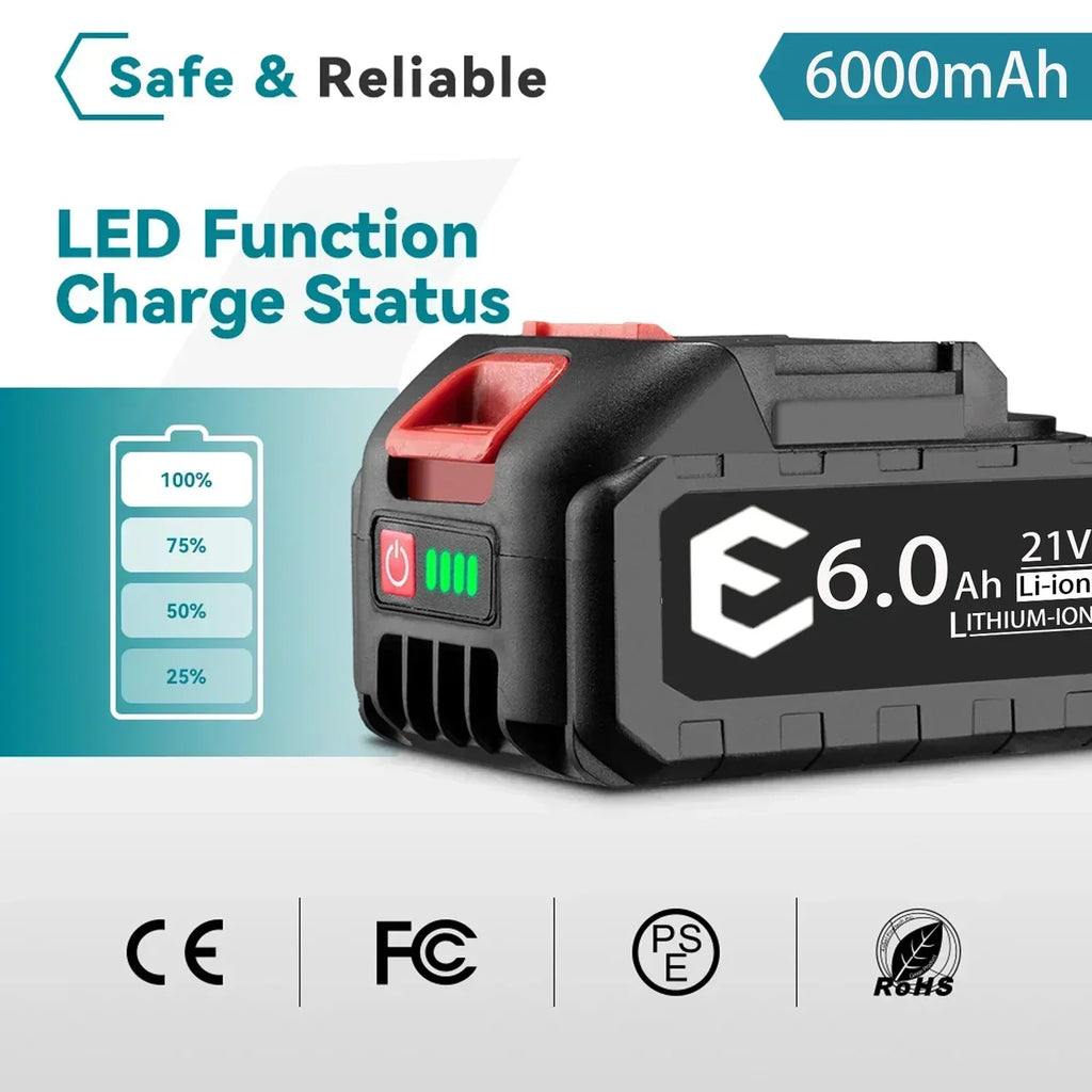 21V MAX 18V Rechargeable Battery 388VF 6000mah Li-ion Batter