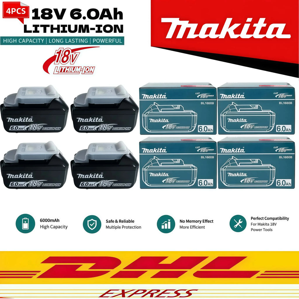 6AH Original Makita 18 V Battery Rechargeable Power Tool Battery Replaceable LED Lithium-ion LXT BL1860B BL1860BL1850 BL1830