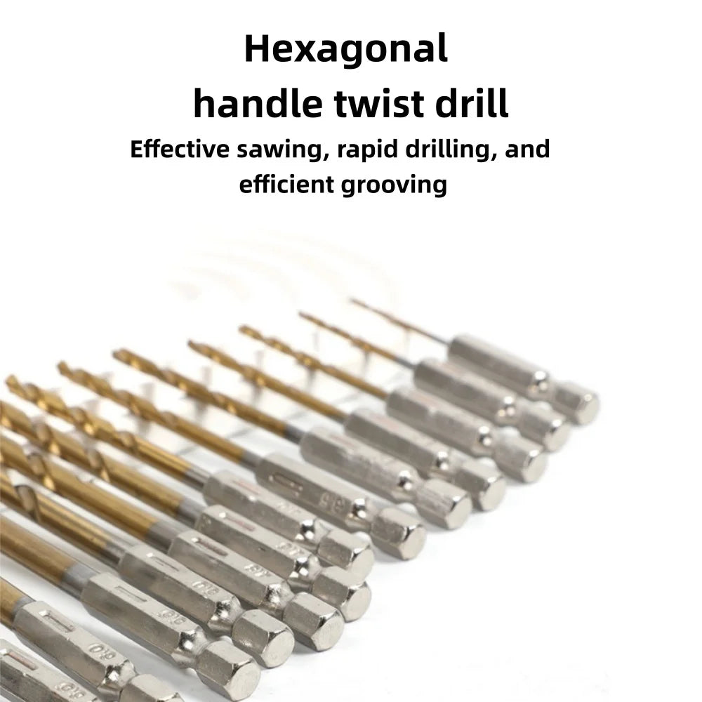 Hexagonal Handle Twists Drill Bits Set Titanium Plated Twist