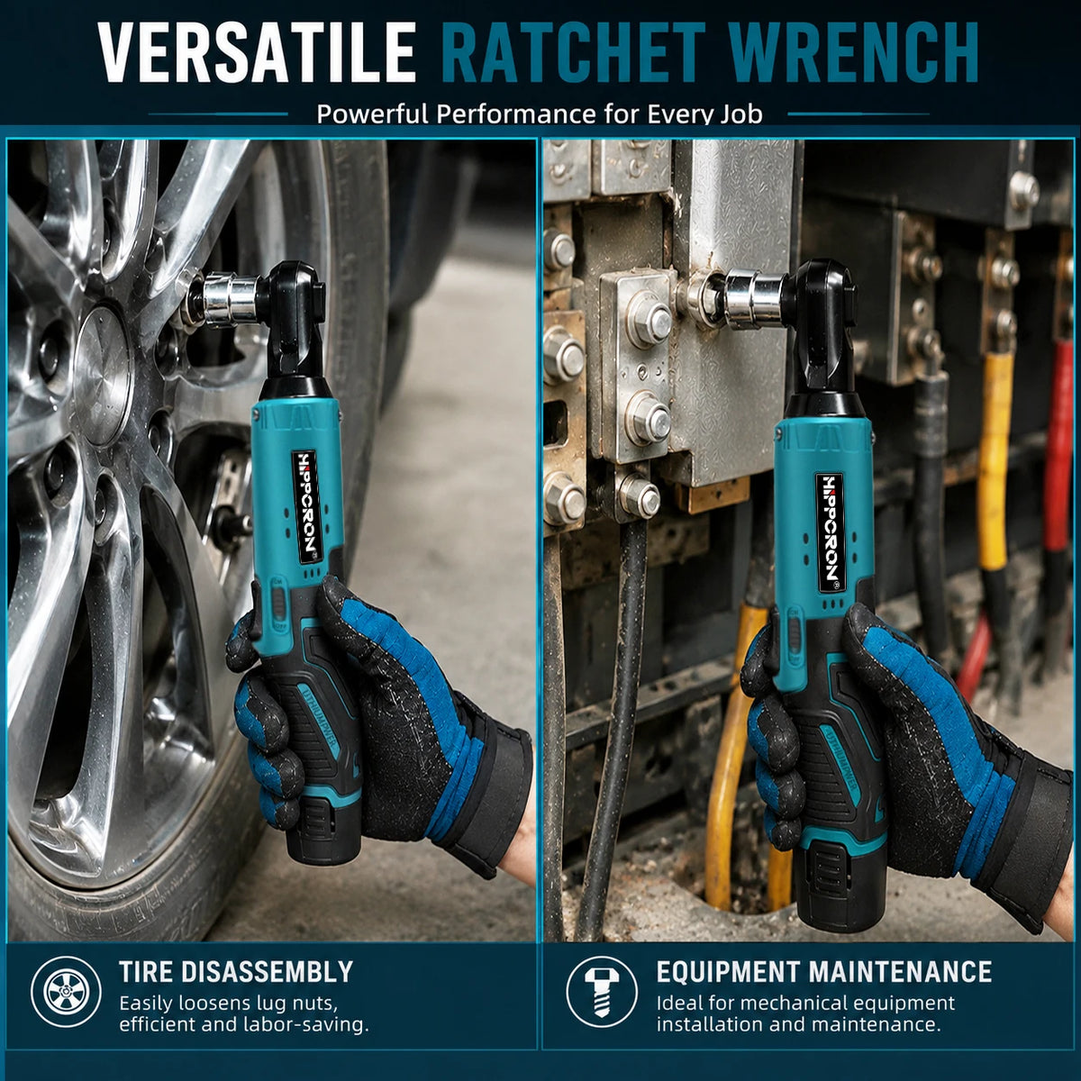 Hippcron 12V Cordless Electric Ratchet Wrench with 3/8 Ratch