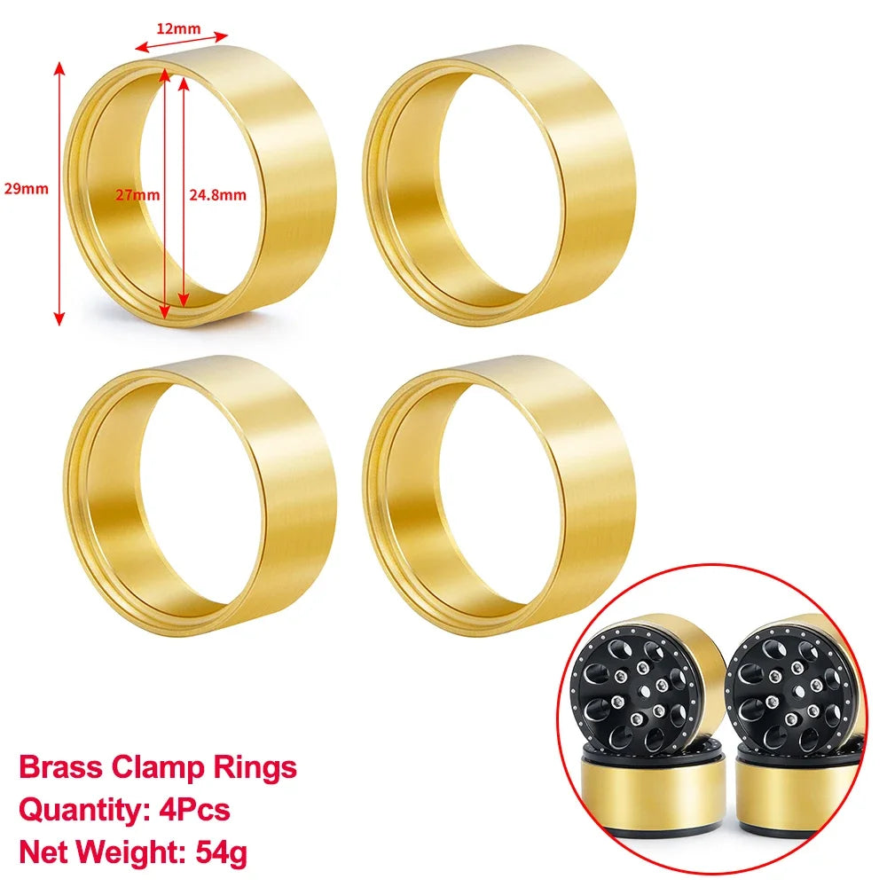 YEAHRUN Axial SCX24 Upgrade Parts Brass Counterweight Wheel Hex Adapter Axle Diff Cover Steering Knuckle Girder Motor Gears