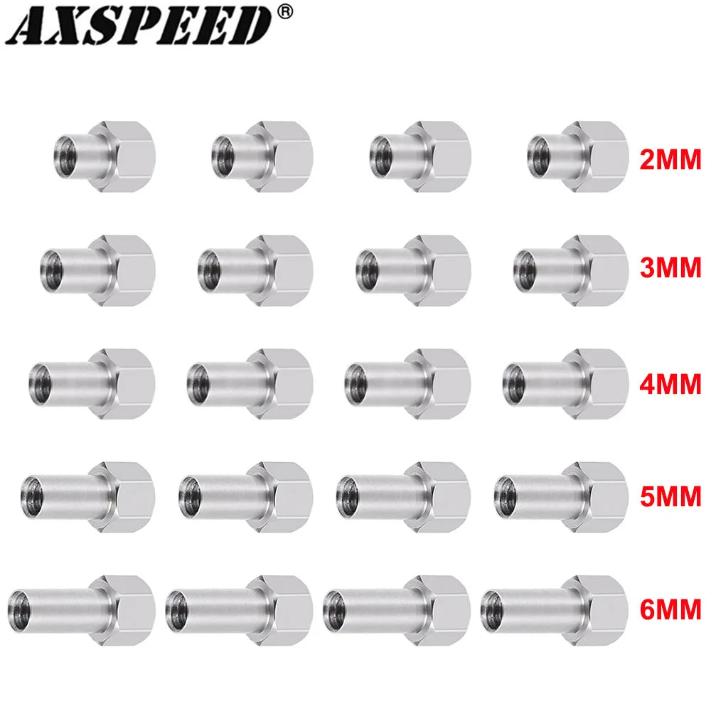AXSPEED 4PCS Hex Wheel Nuts Extension Adapter M2.5 2/3/4/5/6