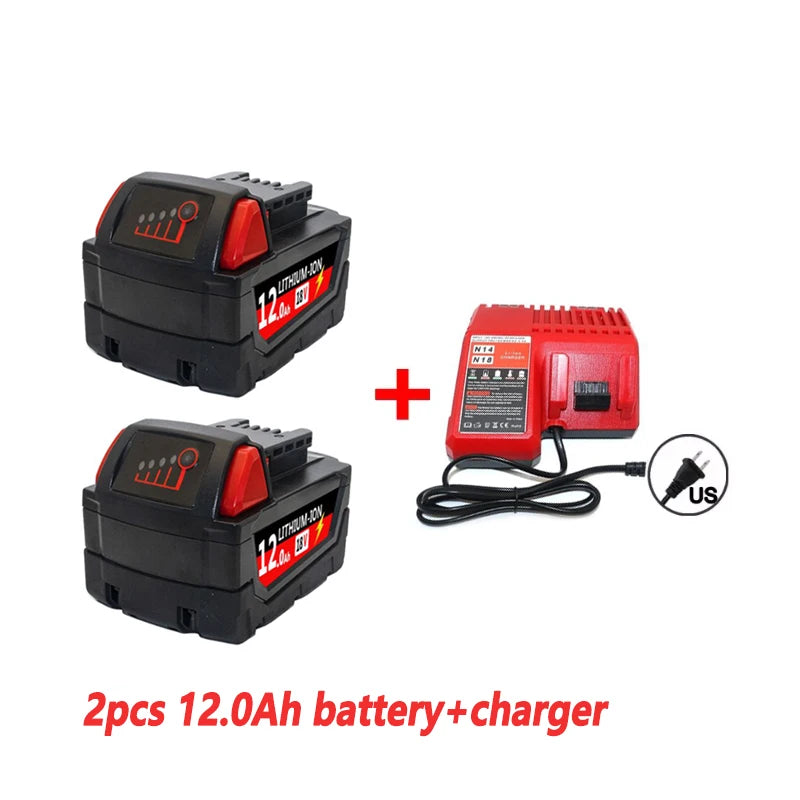 For Milwaukee M18 Power Tool Battery Charger BR XC 18V 6000mAh M18B5 48-11-1860 Built-in 18650 Battery12.0Ah