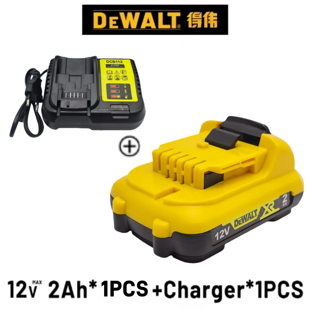 Rechargeable 2Ah Lithium-ion Battery for DeWalt 12V Tools Compatible with DCB120 DCB127 DCB124-XJ DCD796 DCF922 Power Tools