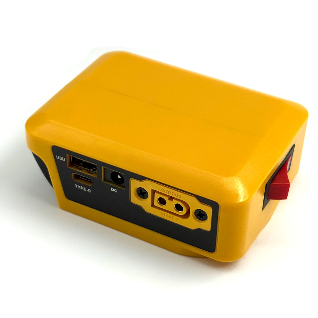 Power Bank for Makita/Dewalt/Milwaukee 18V Lithium Batteries Dual Charging & 9-30V DC/XT60/USB-C with Digital Display