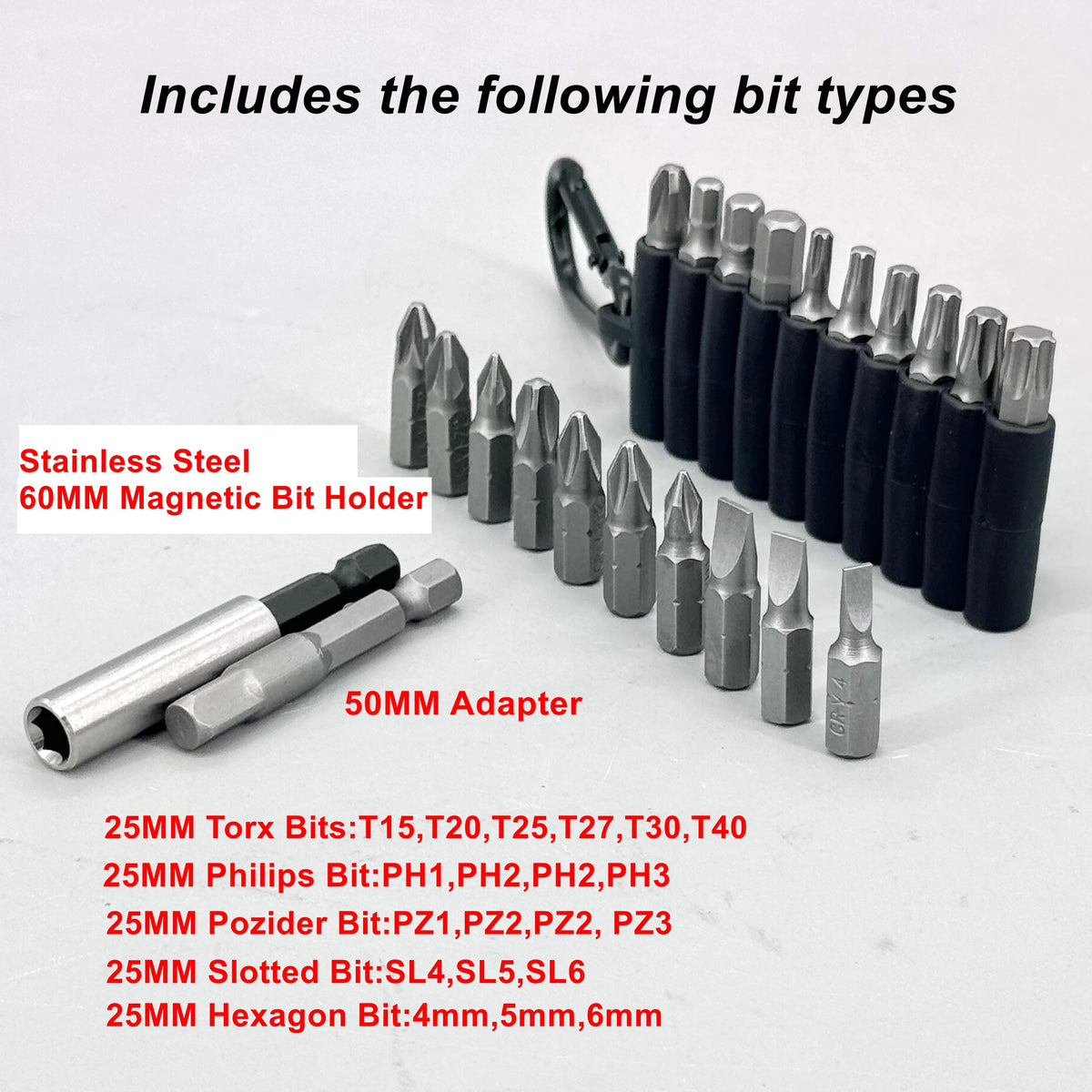 22-Piece Multi-impact Magnetic Screwdriver Bits Set CRV Inse