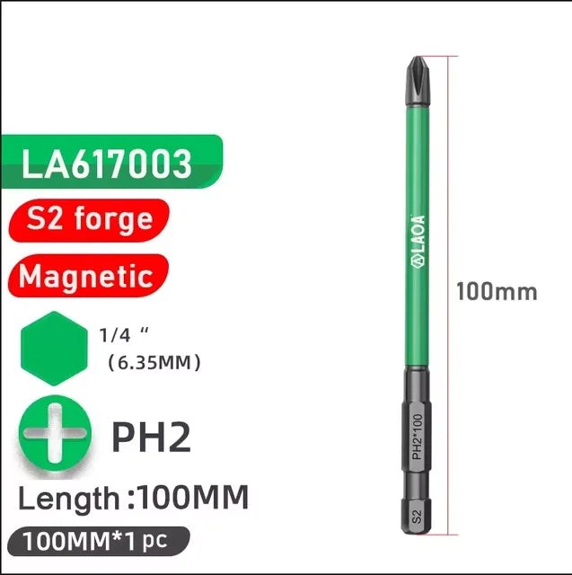 LAOA Strong Magnetic Phillips Screwdriver S2 Screwdriver Bit for Electricians PH2