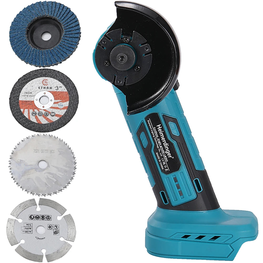 Heimerdinger 18V Brushless Mini Angle Grinder Kit Cordless Grinding Tool 19000rpm Compact Power Handheld Cutter No battery