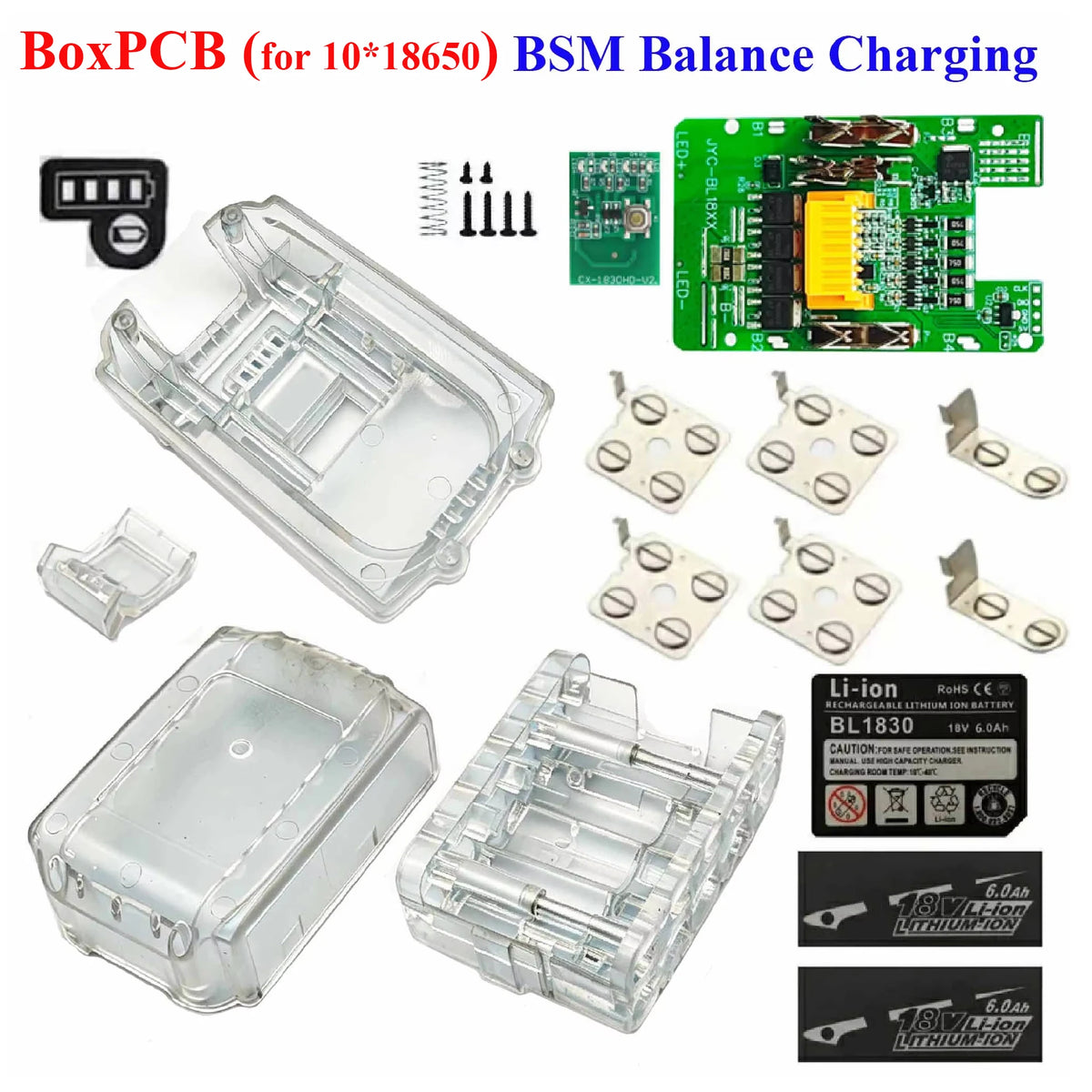 Transparent Lithium Battery Case Box Kit BSM Balance Charge 