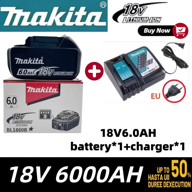 Genuine Makita 18V LXT 6.0Ah Li-ion Rechargeable Battery Replacement for BL1840 BL1850 BL1860 Power Tool Battery