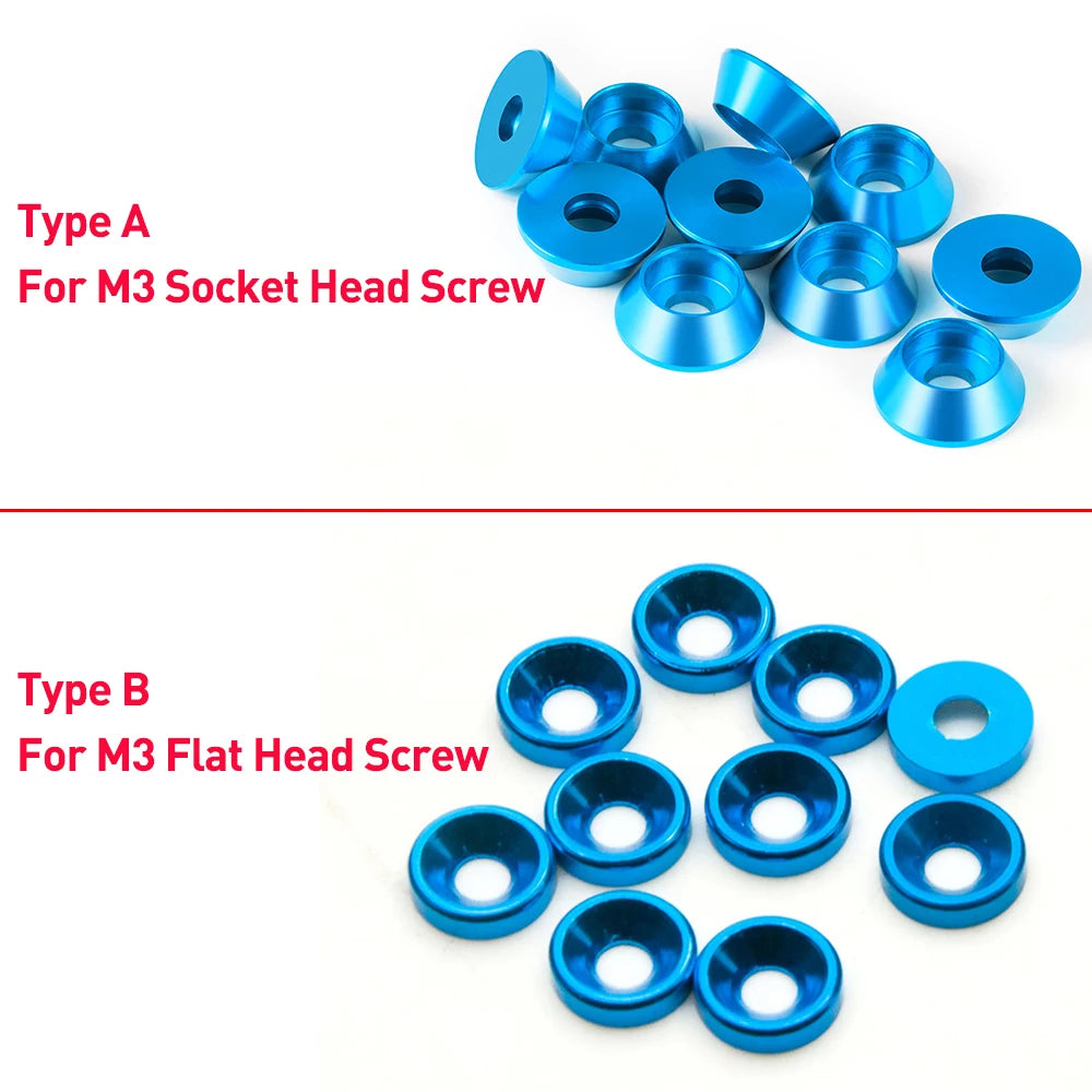 AXSPEED 10Pcs Aluminum M3 Countersunk Head Washer Gasket Cap