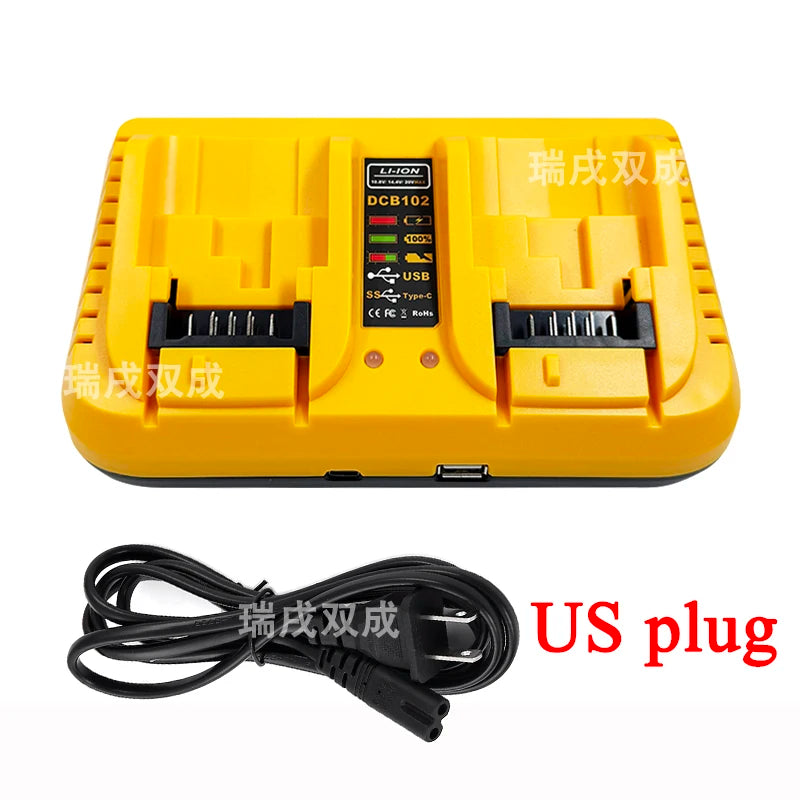 DCB102 Power Tool Lithium Battery 3A Double Charger For DeWalt 10.8V 12V 14.4V 20V DCB200 DCB203 DCB118 DCB105 DCB107 DCB112