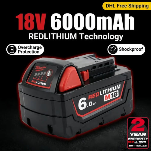 100% New Milwaukee M18 6.0Ah High Output Battery 18V Lithium