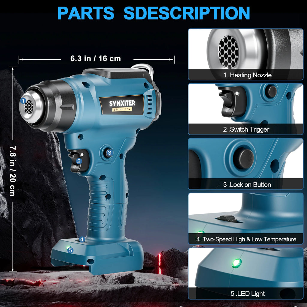 Nananuu Cordless Heat Gun Portable Power Tool Hot Air Gun Ai