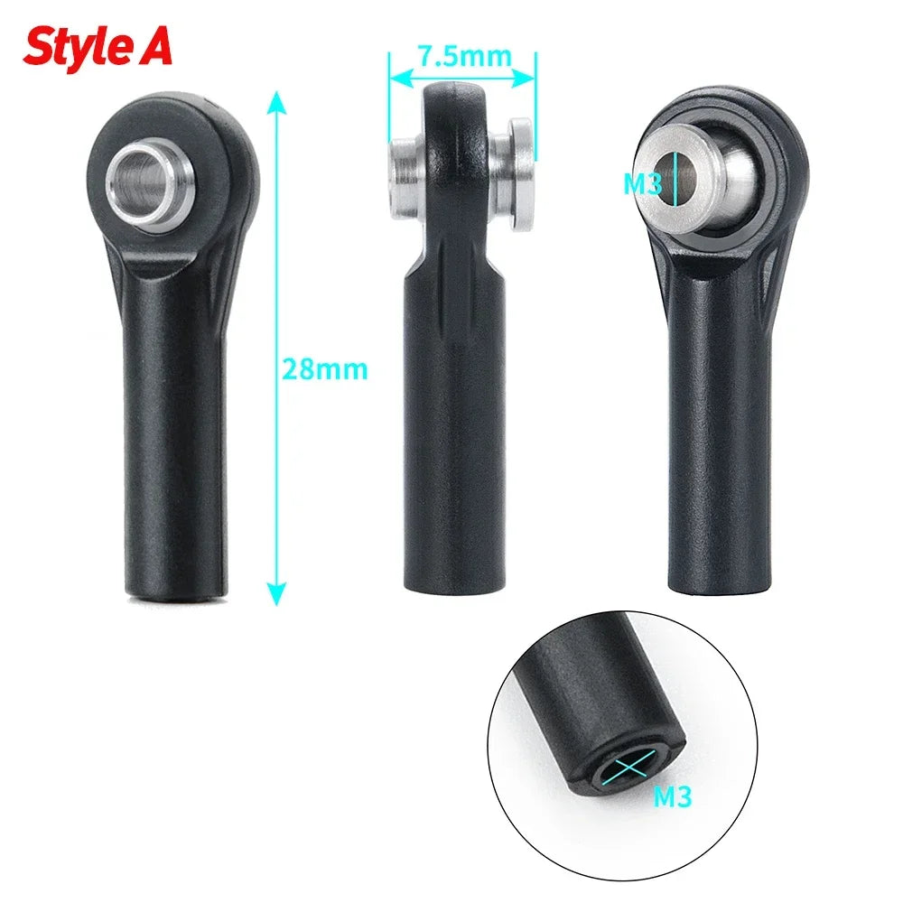 AXSPEED 10Pcs M3 Ball Joint Link Bar Rod End Plastic Ball Head Tie for Axial SCX10 90046 D90 TRX4 TRX6 1/10 RC Crawler Car