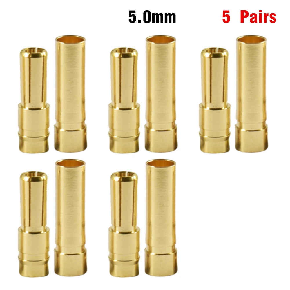 9IMOD 5/10Pair RC Bullet Connectors 2/3/3.5/4.0/5/5.5/6/8mm Male Female Banana Bullet Connector Plug Gold-plated Adapter