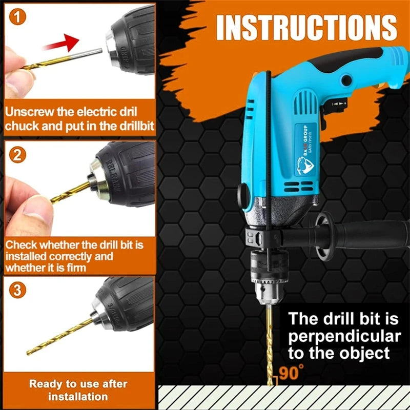 13PCS Drill Bit Set High-Speed Steel Drill Kit Impact Quick 