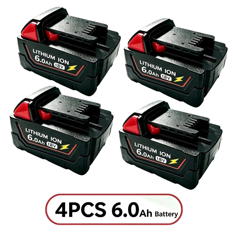 2026 new style For Milwaukee M18 Power Tool Battery Charger BR XC 18V 6.0Ah M18B5 48-11-1860 Built-in 18650 Battery12.0Ah