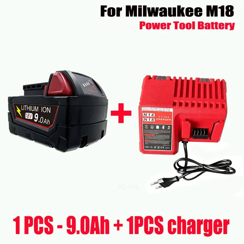 New Style For Milwaukee M18 Power Tool Battery Charger 18V 6000mAh M18B5 48-11-1860 18650 Battery 6.0Ah 9.0Ah 12.0Ah