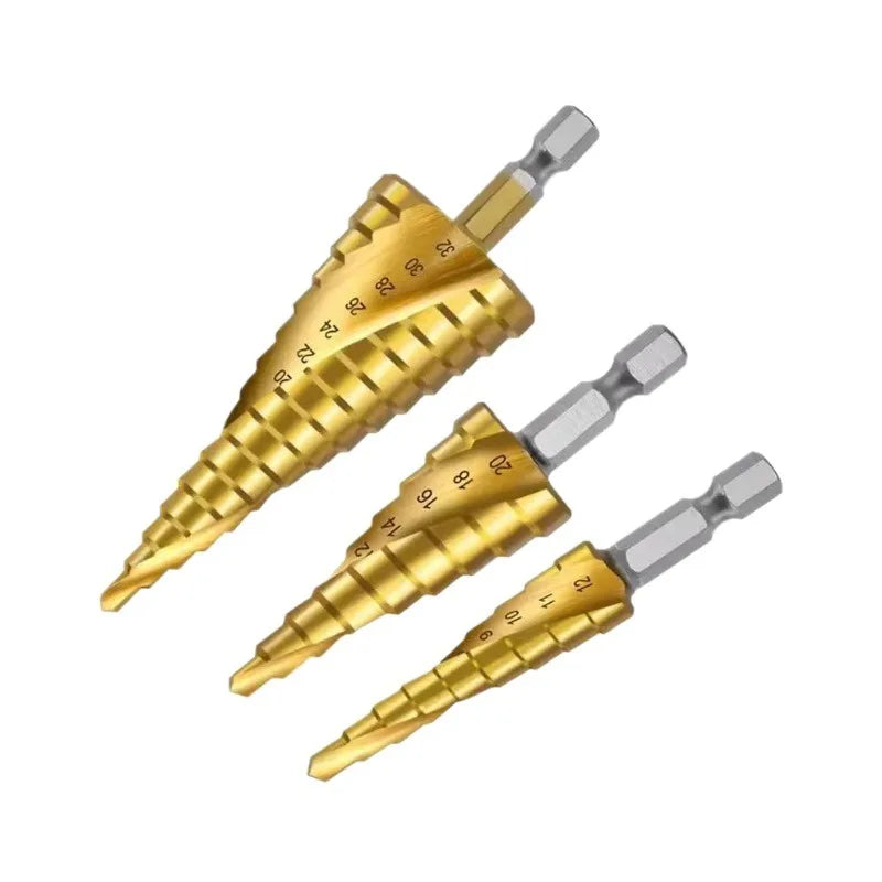 HSS Step Drill Bit 4-12mm 4-20mm 4-32mm Hex Titanium Cone Ho
