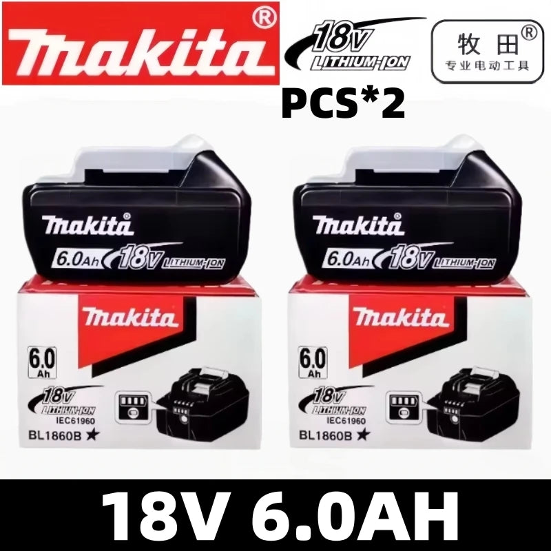 Original Makita 18V 6.0Ah Rechargeable Battery For Makita BL1830 BL1830B BL1840 Power Tools Battery+electric drill+charger