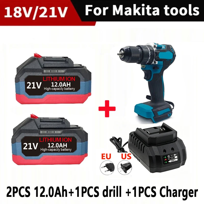 Original for Makita 21V Battery 6.0AH 12.0AH Power Tool Lithium Battery LED Indicator Batteries Pack for Makita 18V Battery Pins