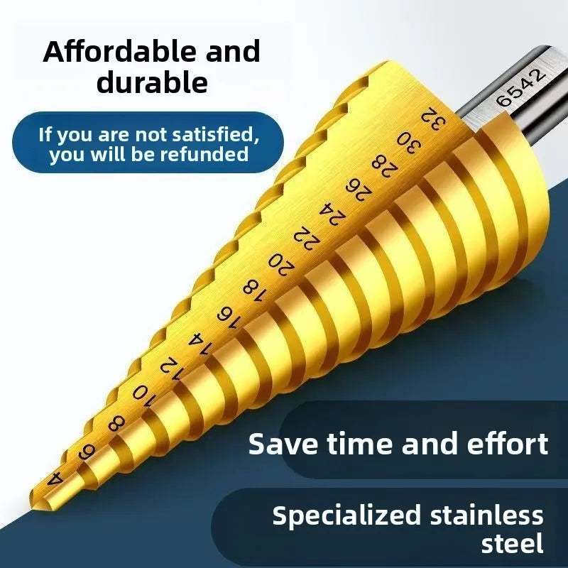 HSS Step Drill Bit 4-12mm 4-20mm 4-32mm Hex Titanium Cone Ho