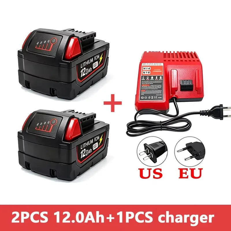 2026 new style For Milwaukee M18 Power Tool Battery Charger BR XC 18V 6.0Ah M18B5 48-11-1860 Built-in 18650 Battery12.0Ah