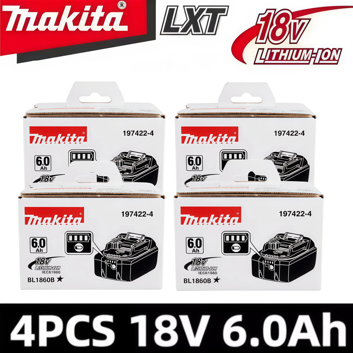 100% Original Makita Battery 18V 6.0Ah Rechargeable Battery Replacing Makita BL1830B L1840B L1850B L1860B Power Tool Battery