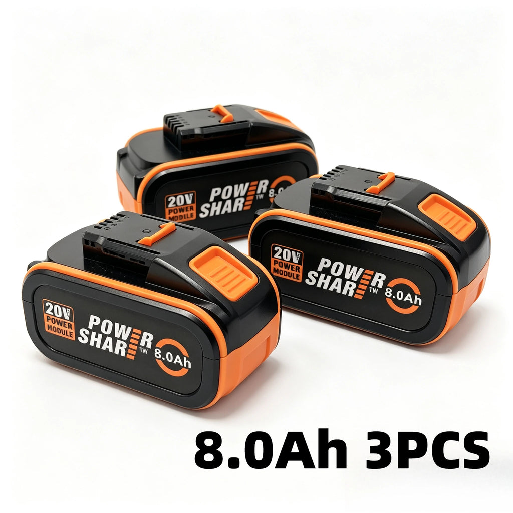 Worx 20V High-Capacity Battery 4.0/6.0/8.0Ah multi-tool shared power shock-resistant for long life