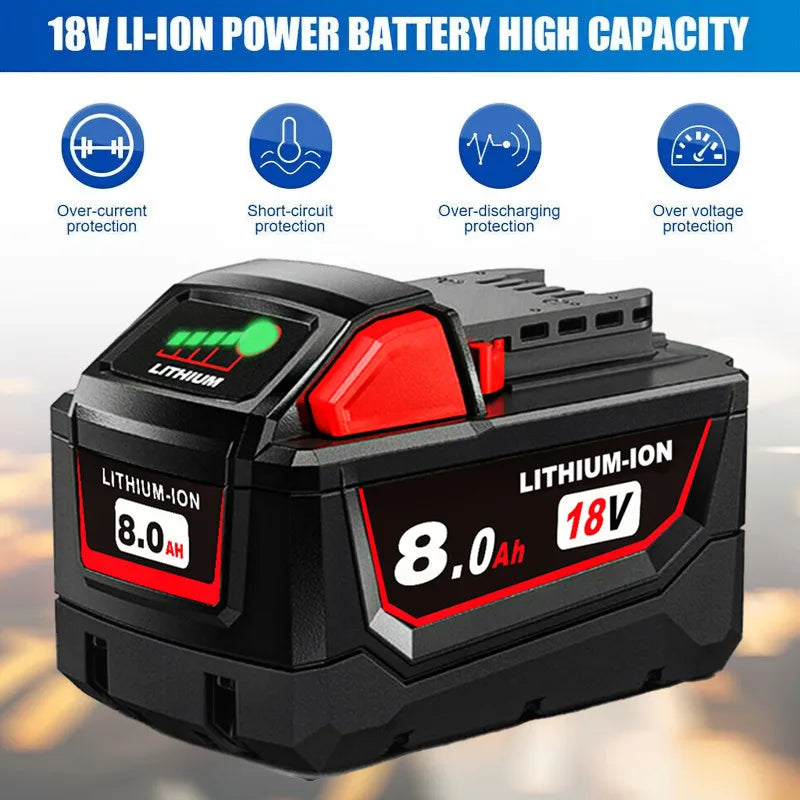 18V 8.0Ah battery replacement compatible with high-quality M