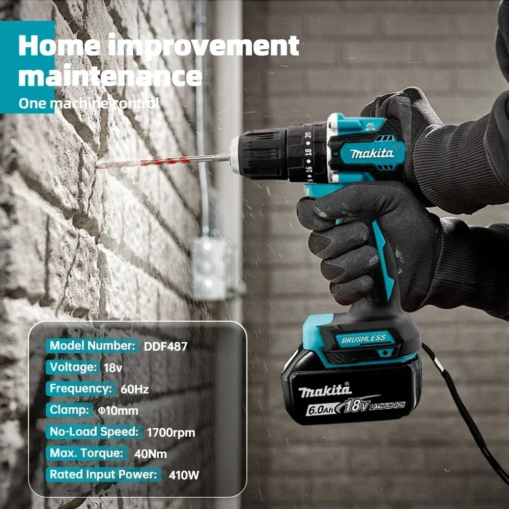 Makita Original. DDF487 Cordless Driver Drill Brushless Elec