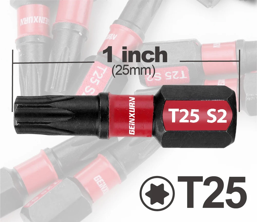 GEINXURN Impact Tough 25 Torx 1 in. Insert Driver Bits Magne
