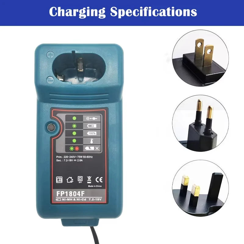 Battery Charger For Makita PA12 PA18 DC1804 DC1822 7.2V-18V 