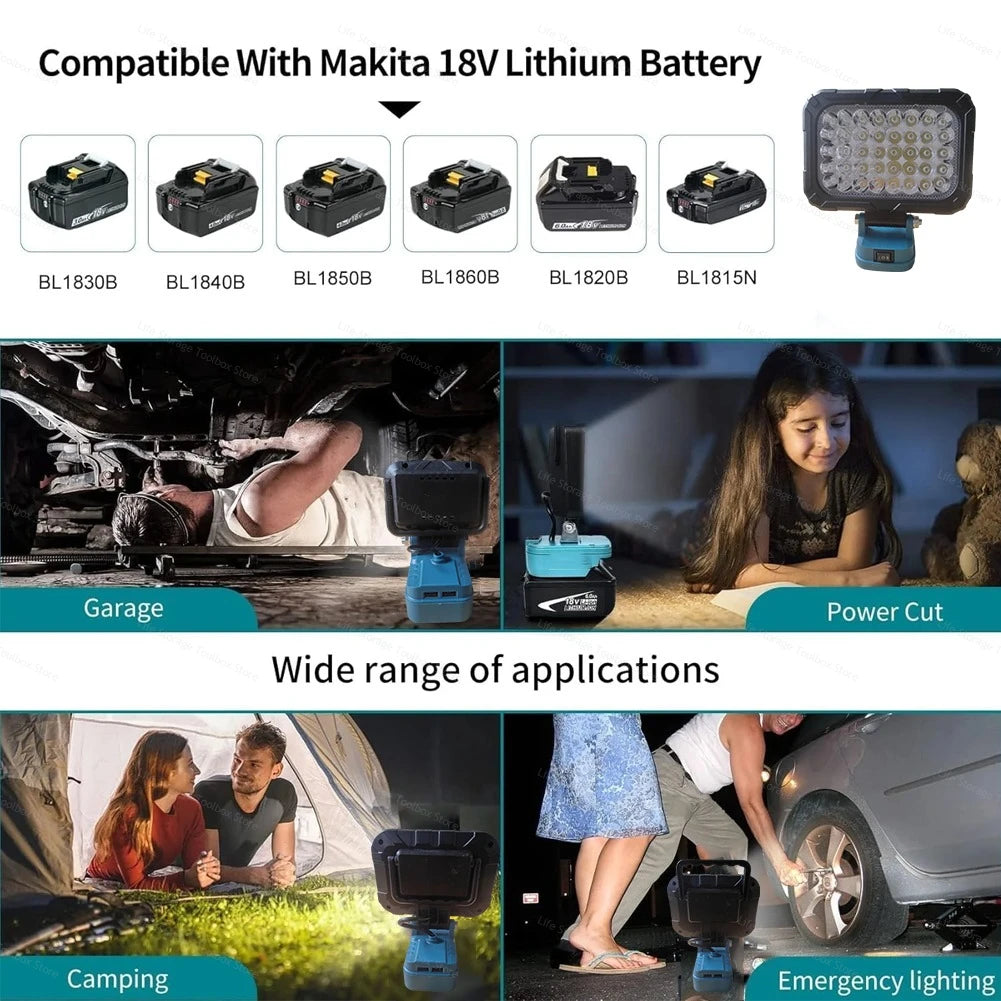 For Makita 18V 21V Li-ion Battery Work Light Portable Light 