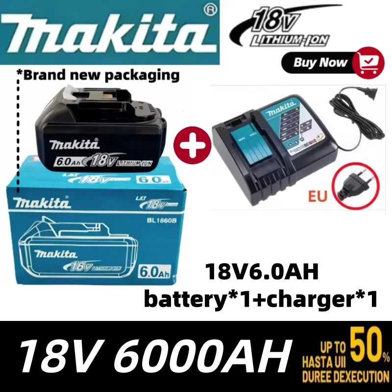 Genuine Makita 18V LXT 6.0Ah Li-ion Rechargeable Battery Replacement for BL1840 BL1850 BL1860 Power Tool Battery