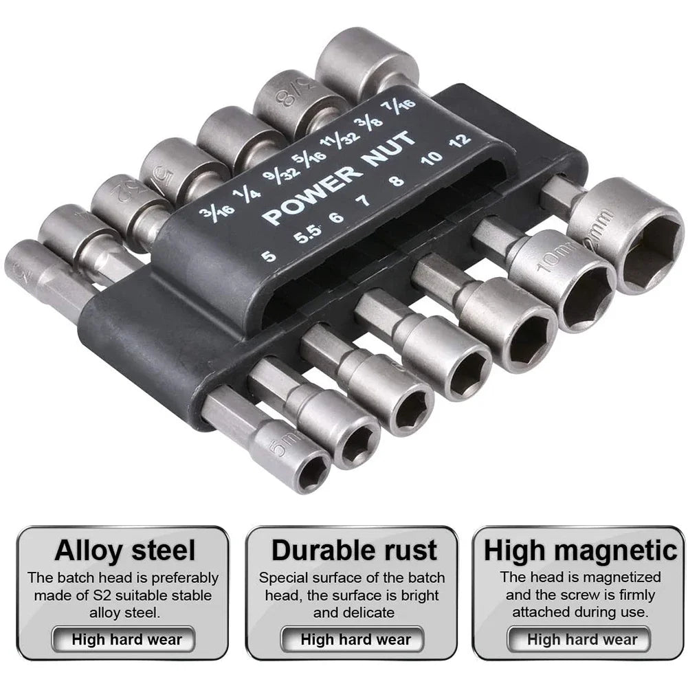 9/14pcs/set 5mm-13mm Hex SocketS Sleeve Nozzles Nut Driver S