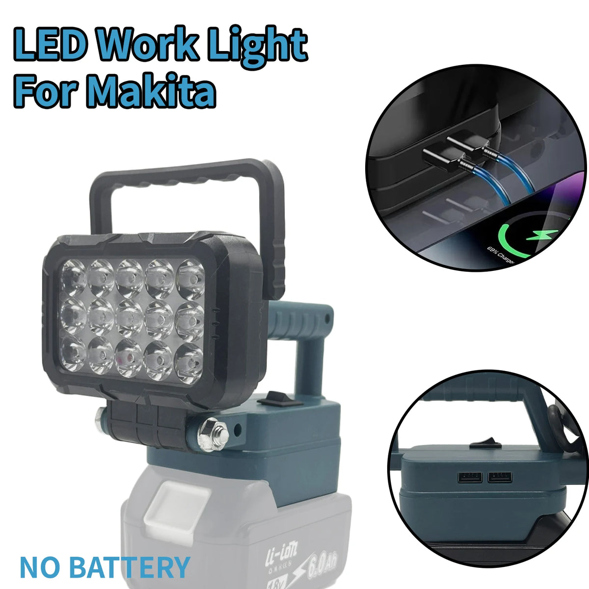 3/4/5/8 inch LED Work Light For Makita 18 V Battery Cordless