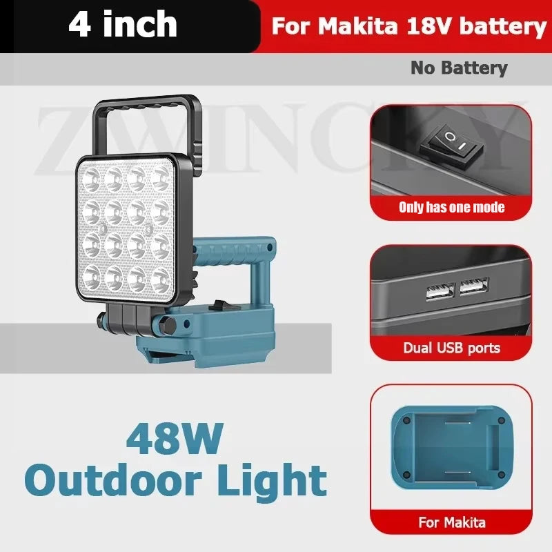 For Makita 18V Li-ion Battery Tool Accessories LED Working Light Lamp Flashlight Torch Spotlight Emergency Tool Light No Battery