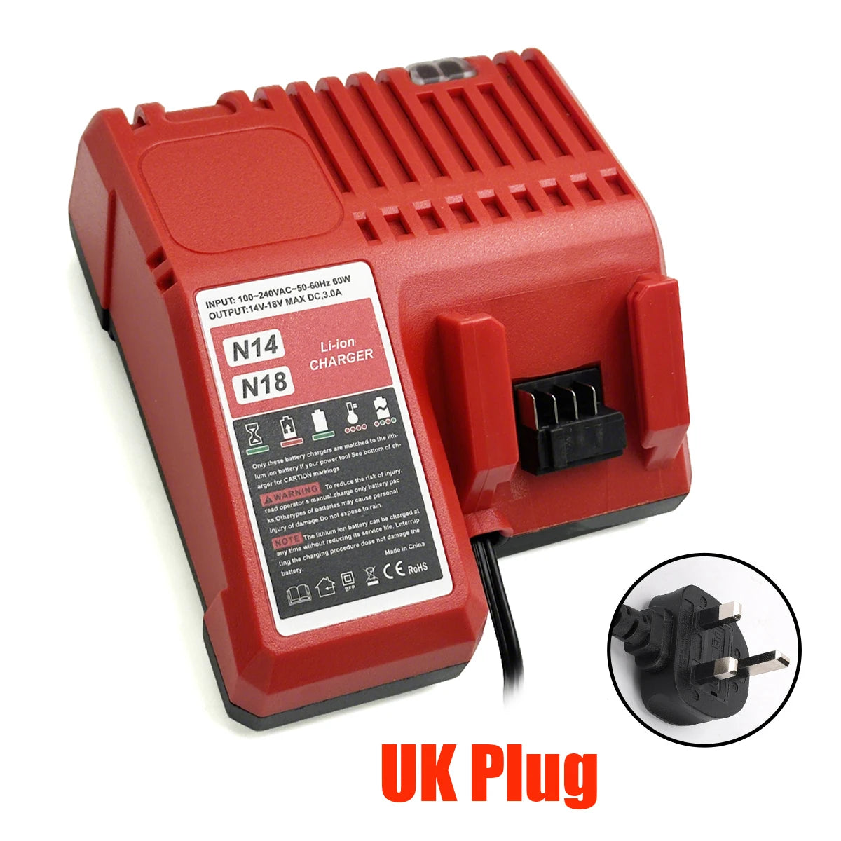 Rapid Replacement Charger for Milwaukee 14V/18V Li-Ion Battery Compatible with 18V Power Tools