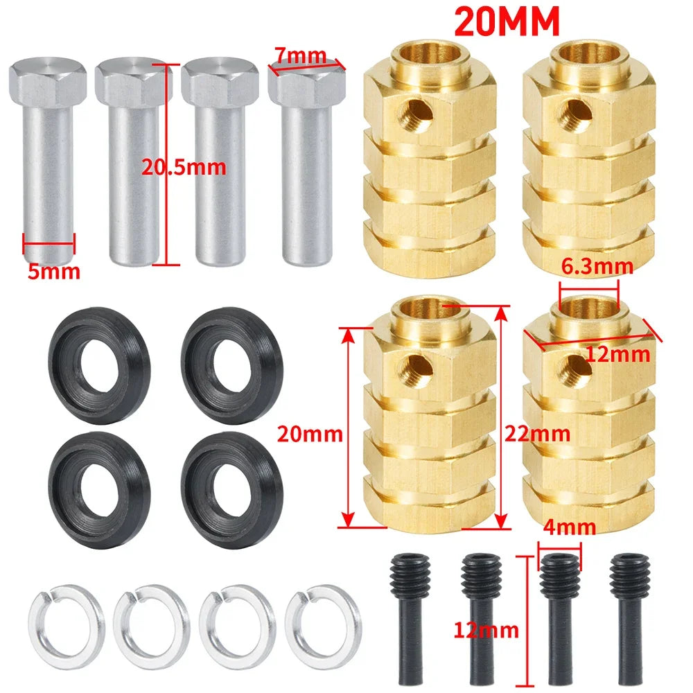 AXSPEED 4PCS 12mm Wheel Hex Adapter Heavy Duty Brass 5/8/9/10/11/12/15/20mm for 1/10 TRX4 TRX6 RC Crawler Car Parts