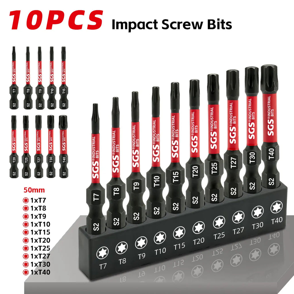 10PCS Durable Security Torx Screwdriver Bit Set Magnetic 50m