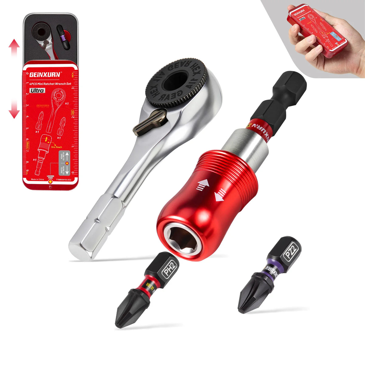 Geinxurn Mini Ratchet Screwdriver Set S2 Screwdriver Impact 
