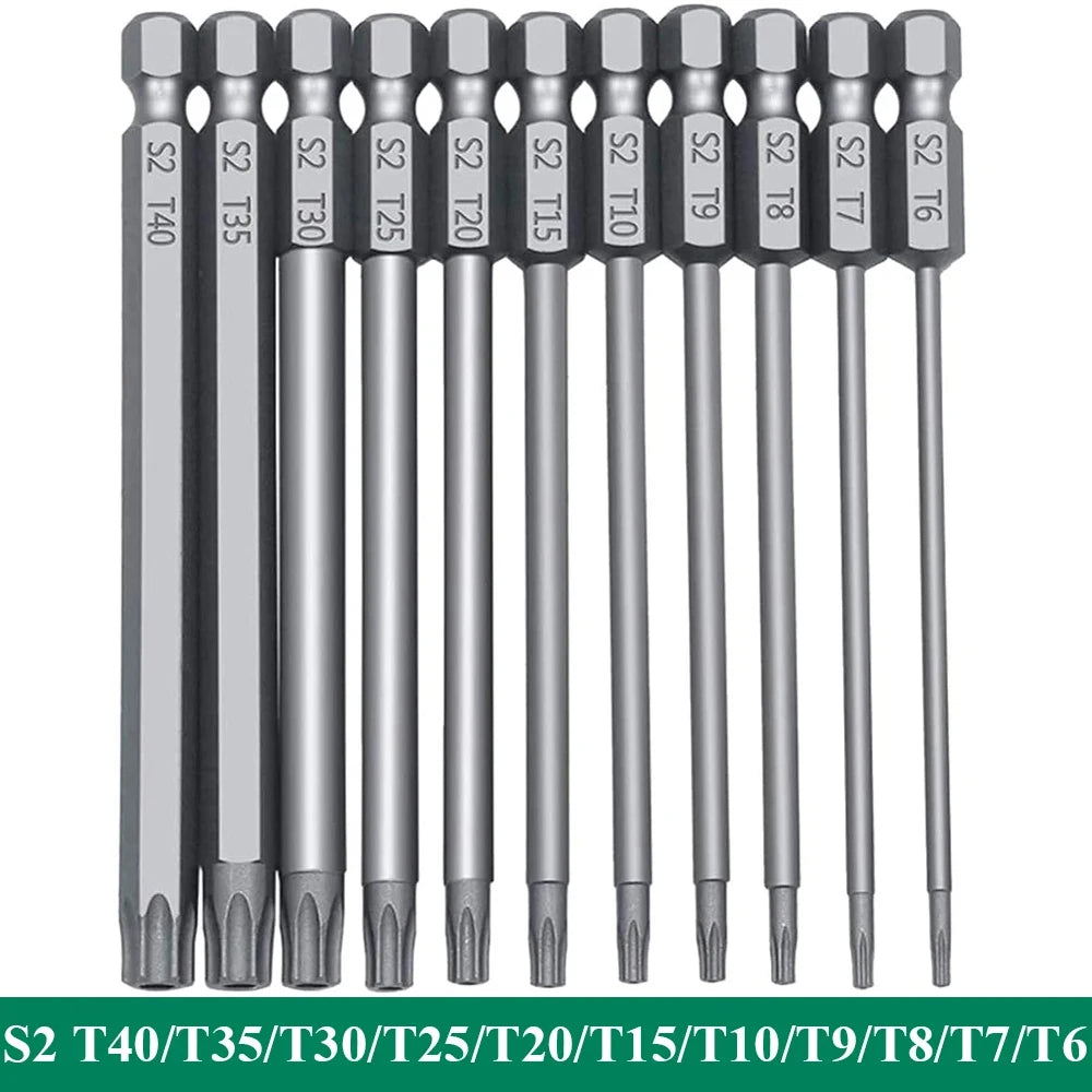 11PCS Torx Head Screwdriver Bit Set Magnetic 1/4 Hex Shank S