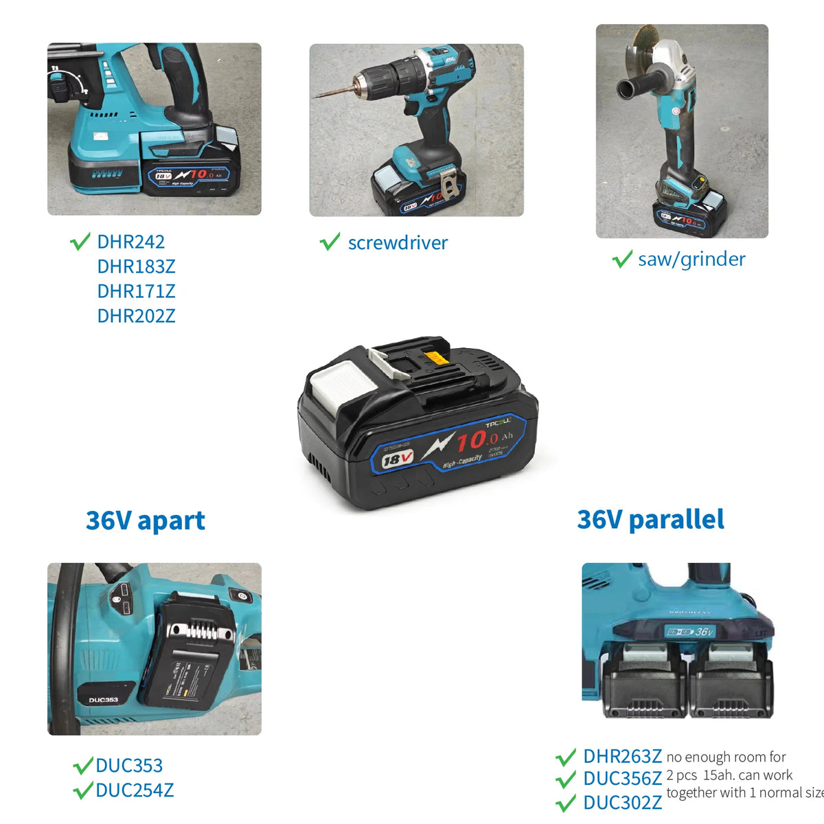 TPCELL PD100W 8Ah/10Ah For MAKITA 18V with USB-C Connector 2
