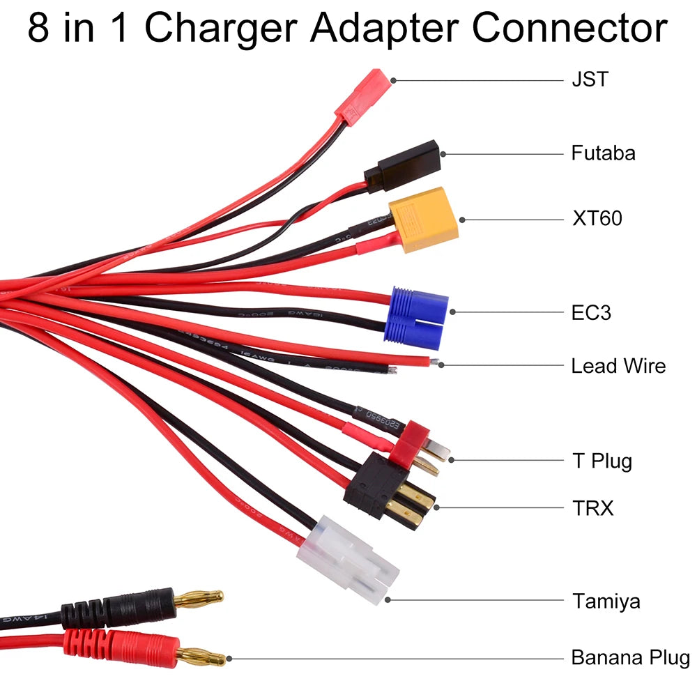 RC Charger Adapter Connector 8 In 1 Charger 4.0mm Banana/XT6