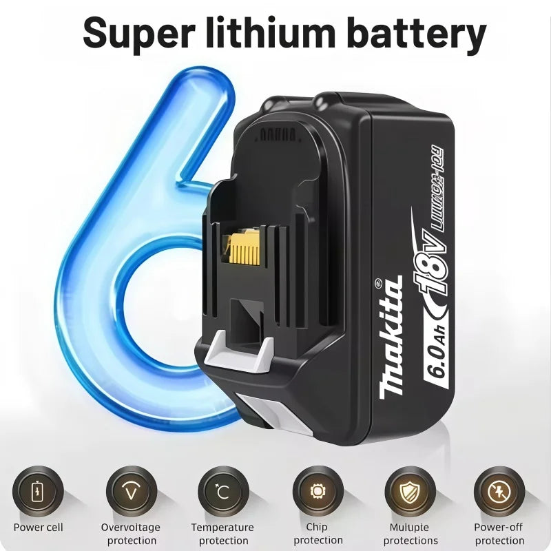 100% Original Makita Battery 18V 6.0Ah Rechargeable Battery 