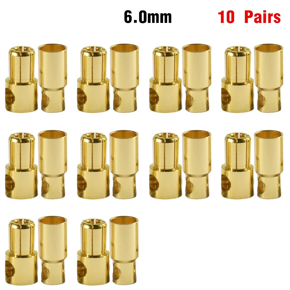 9IMOD 5/10Pair RC Bullet Connectors 2/3/3.5/4.0/5/5.5/6/8mm Male Female Banana Bullet Connector Plug Gold-plated Adapter